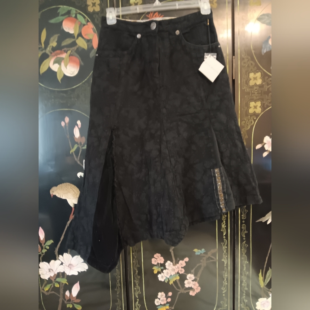 Blue Willi's Black Cotton A-Line Skirt